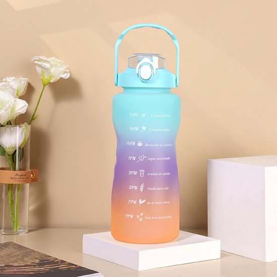 Drinkfles, sportdrinkfles, drinkfles met grote inhoud, 2 l/1000 ml, lekvrij, sportfles, sportfles voor fiets, camping, yoga, gym.