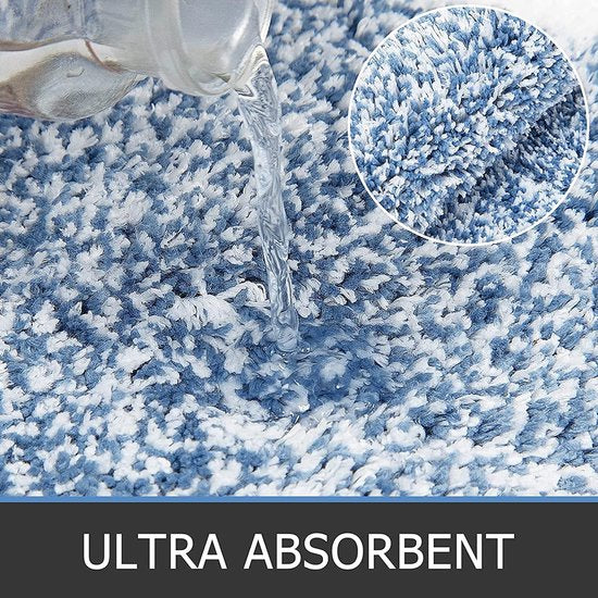 Zachte badkamertapijtset, 3-delig, microvezel absorberende badmatten en toiletmat, pluizige badmat, antislip wasbare toiletmat met uitsparing, blauw