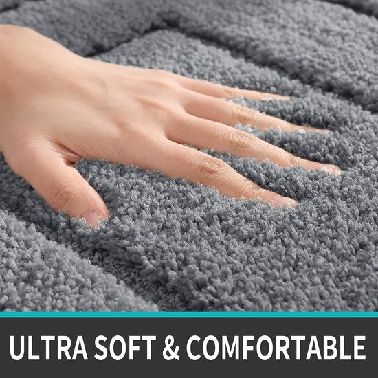 Badmat antislip, zacht badkamertapijt, waterabsorberende badmat, machinewasbaar, badmat voor douche, badkuip en toilet - grijs, 60 x 90 cm