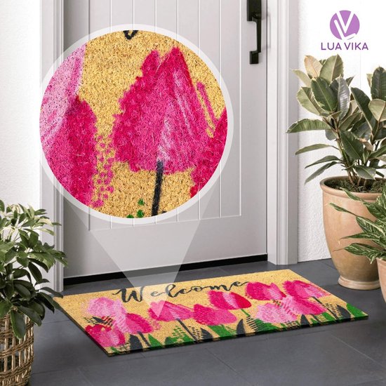 kokosnoot deurmat, buiten- en binnendeurmat, voordeurmat, buiten- en binnendeurmat, buitendeurmat, vuilvangmat voor binnen, kokosmat deurmat 40x70x1,5 cm