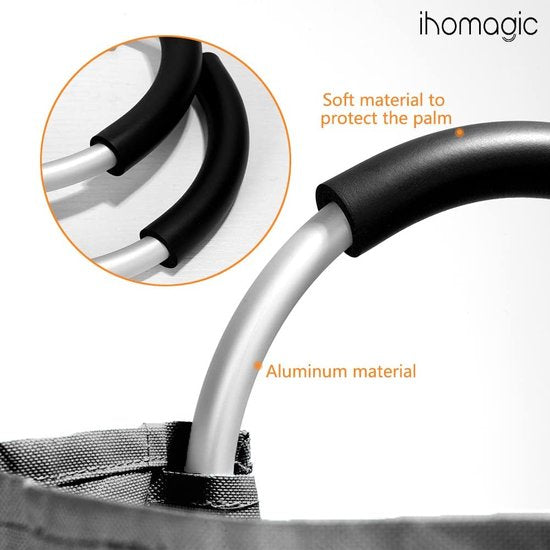 Laundry Hamper with Handles, 91L Freestanding Laundry Container, Foldable, Laundry Bag with Smiley Pattern for Dirty Laundry, Laundry Sorter Storage Basket for Sleeping Room (Dark Grey)