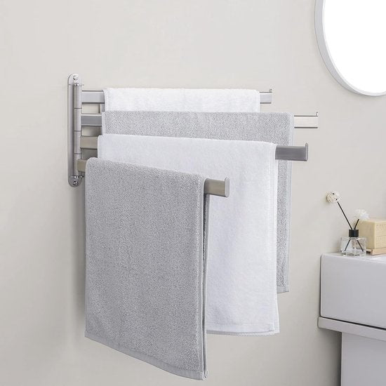 Swivelling Towel Rail 4 Arms Bathroom Stainless Steel Bath Towel Holder 50 cm 180° Rotation Brushed A2104S4L50-2