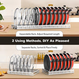 Housolution pannenhouder voor lade, uitbreidbare potdekselhouder met 14 verstelbare verdelers, potdeksel opbergpan organizer dekselhouder voor keuken, wit