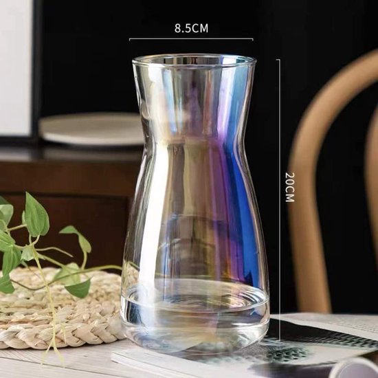 Glazen vaas, vazen voor bloemen, gekleurde transparante vaas, 20 cm hoog Glazen vaas, bloemenvazen, gekleurde transparante vaas, 20 cm hoog