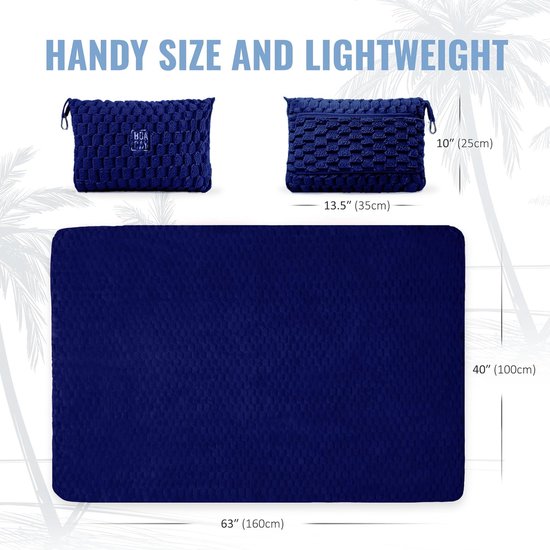 Zachte en warme reisdeken voor vliegtuig en auto, 3D-patroon, onmisbaar voor lange vluchten, voor dames, heren, kinderen, compact kussen met bagagehoes en rugzakclip, marineblauw, Modern