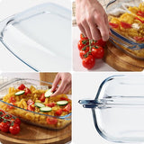 Ovenschotel van hittebestendig glas - vuurvast vat, glazen braadpan met deksel en handgrepen- servies om te braden, oven, elektrisch fornuis, voor lasagne & vlees - transparant, rechthoekig, 5L