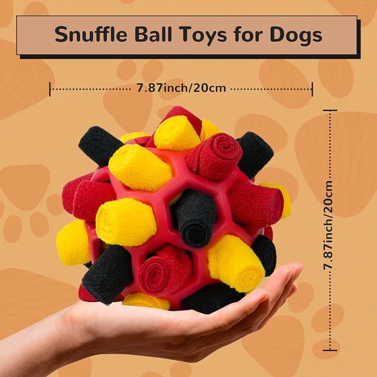 Snuffelbal Voor Honden - Interactief Hondenspeelgoed - Snuffelspeelgoed - Geurtraining - Voor Kleine Middelgrote Honden - Zwart/Rood/Goud