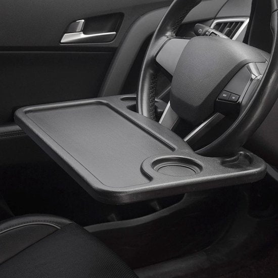 Autostuurbureau, zwarte draagbare stuurwieltafel, multifunctioneel stuurwielbureau, voedselstuurbureau, stuurwielcomputertafel voor de meeste voertuigen stuurwielen, 42 x 28 cm