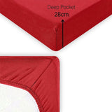 Jersey hoeslaken 100x200cm rood - hoeslaken 80% katoen 20% polyester, bedlaken 100x200 tot 28 cm matrashoogte