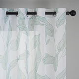 Stores Transparent Curtains with Eyelets Curtains Leaves Curtain Scarf Short Window Curtains Door Curtain Window Curtains for Small Windows Green on White Curtain 160 cm High 140 cm Wide Set