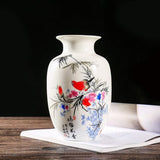 Chinese vogel- en bloemenvaas, Jing Dezhen witte kleine keramische vaas antieke vazen, kunst decoratieve vaas voor huishouden, kantoor, bruiloft, feest