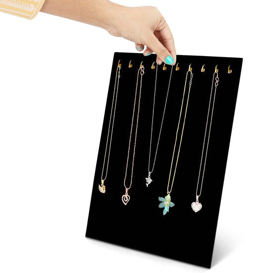 7TH VELVET 6 stks/pak 12.5 inch Zwart Fluwelen Ketting Ezel Sieraden Organizer Displays Stand met Versterkte Beugel 7TH VELVET 6 stks/pak 12.5 inch Zwart Fluwelen Ketting Ezel Sieraden Organizer Displays Stand met Versterkte Beugel