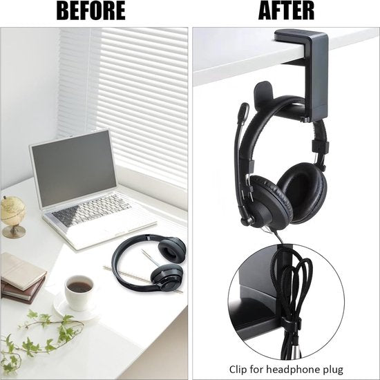 Koptelefoonstandaard Koptelefoonhouder met 360° draaibare en in hoogte verstelbare koptelefoonhouder Gaming-headsetstandaard met kabelklem voor alle Bluetooth-headset-koptelefoons Kinderen