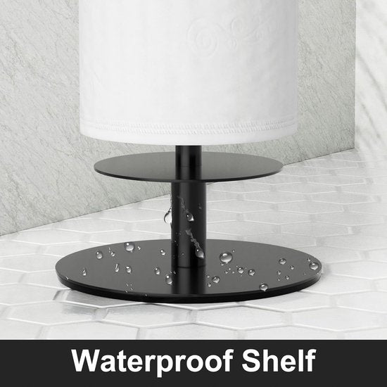 Staande toiletpapierhouder, wc-rolhouder & keukenrolhouder & reserverolhouder, wc-papieropslag, van roestvrij staal, vrijstaand, mat voor badkamer, met scheidingsplaat voor waterbescherming