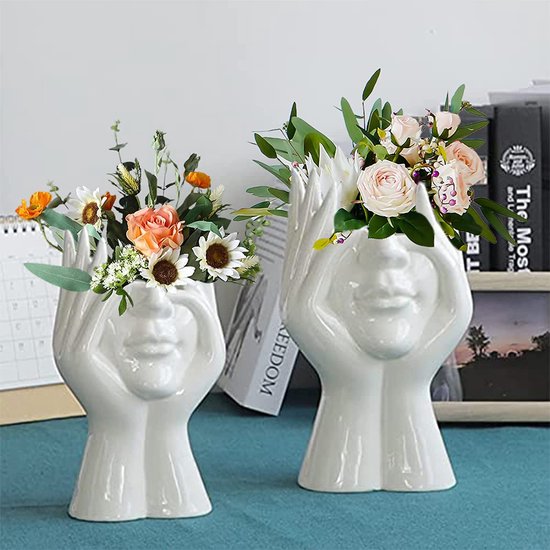 Face Shaped Flower Pot Keramiek Standbeeld Bloemenvaas Indoor Outdoor Decoratieve Succulent Plant Potten
