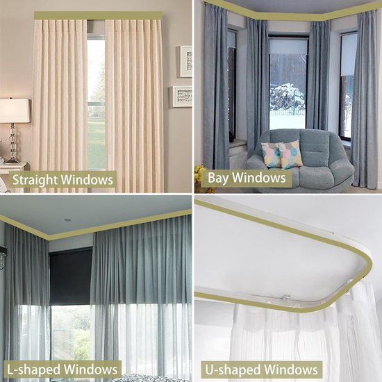 Premium 3m Ceiling Curtain Track System, Flexible and Durable Design for Effortless Glide, Ideal for Shower Windows, RV Room Divider, Privacy and Home Decoration