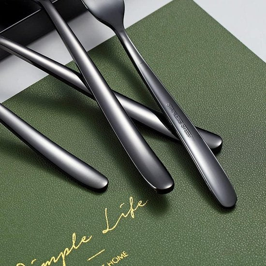 Zwarte Tafelvorken, 6 Stuks, Roestvrij Staal, 8 Inch Vorken, Bestekset, Dessertvorken, Tafelvorken, Saladevorken voor Thuis, Keuken of Restaurant, Vaatwasmachinebestendig