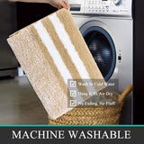 Badmat set van 3 ultra dik badtapijt met antislip bodem absorberende badkamermatten en voetstukmatset, gemakkelijk schoon te maken machinewasbaar toilettapijt (beige)