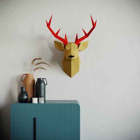 Yona DIY hertenkop Papercraft kit, Abstrakte Low Poly Animal DIY kits, Woningdecor, kids crafts kits, Cadeau, origami 3D, Papier sculptuur, 3D puzzel, Papercraft set voor volwassenen