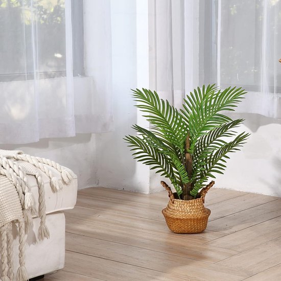 Kunstplant palm groot 70 cm kunstpalm nep plastic plant kunstplanten areca palm voor decoratieve woonkamer woning balkon kantoor (1 stuks)