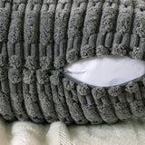 Set van 4 decoratieve kussenslopen 40 x 40 cm, donkergrijs, mosterdgeel, oranje, corduroy kussen, bankkussen, sierkussen, pluizige kussenslopen, kussenhoes voor bank, bank