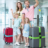 Kofferriemen, 4 stuks, verstelbare kofferband met adresplaatje, 2 kleuren, kruisband, kofferbanden voor koffermarkering, reisaccessoires, bagageriem, bagageriem voor veilig sluiten