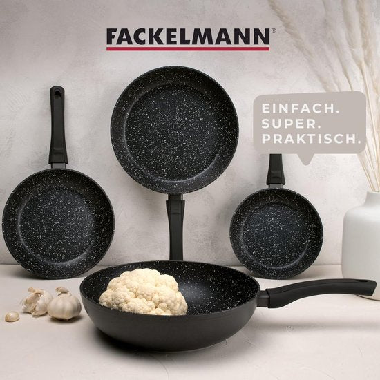 Marmeren braadpan, 28 cm, anti-aanbakpan van 90% gerecycled aluminium met ergonomische kunststof handgreep, grote inductiepan voor koken en aanbraden