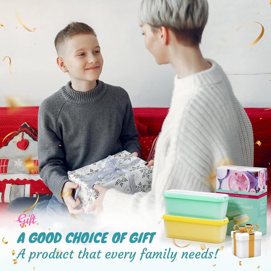 Set of 2 ice cream containers for ice cream, 1.5 L, storage containers, freezer containers, ice containers, BPA-free food grade