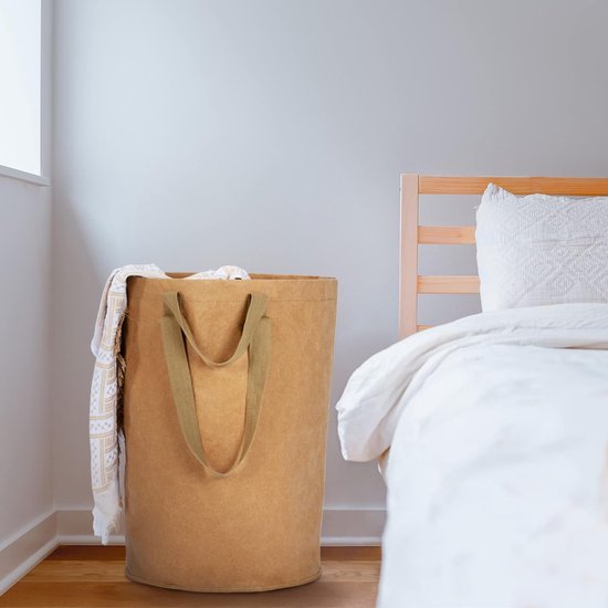 Wasmand 87 L Opvouwbare wasmanden Wasmand met lange/korte handgrepen Bruine waszak Wasmandverzamelaar van wasbaar kraftpapier Waszak