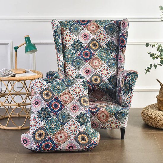 Oorfauteuilhoezen, fauteuilhoezen voor oorfauteuils, bedrukte oorfauteuilhoezen, fauteuilhoes voor woonkamer, 2-delig, een droomgordijn