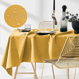 Tafelkleed 140 x 260 cm, tafelkleed, vlekbescherming, afwasbaar, waterafstotend, vuilafstotend, polyester, rechthoekig, banketdecoratie, het hele jaar door mosterd