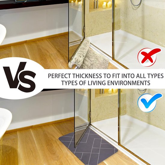 Badmat, antislip, wasbaar, eenvoudig schoon te maken, absorberende badmat, douchemat, sneldrogend, geschikt voor badkamer, keuken, slaapkamer, 80 x 50 cm, donkergrijs