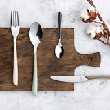 Prisma bestekset voor 6 personen, van gepolijst roestvrij staal, bestekset, 24-delig, hoogwaardige kunststof handgrepen in leigrijs, roestvrij