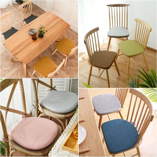 Set van 2 stoelkussens met banden, comfortabel, wasbaar, antislip zitkussen, ideaal voor thuis en tuindecoratie, keuze uit vele kleuren en maten, 40 x 38 x 3 cm, bruin