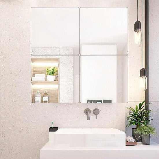 8 stuks zelfklevende spiegeltegels, 26 x 26 cm