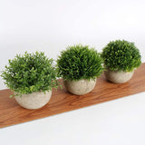 GoMaihe Kunstplant 3 Stuks met Grijze pot, 9,5 x 13 Mini Binnen en Buiten Plastic Nep Groen Gras, voor Woonkamer Balkon Dadkamer Kantoor Bruiloft Decoratief, Voortreffelijk Nieuw Huis Cadeau