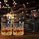 Whiskyglazen set van 2, draaibare whiskyglazen, vintage glazen, cocktailglazen, tequilaglazen, glazenset voor bar, feest en thuis, whiskyglazen cadeaus voor mannen