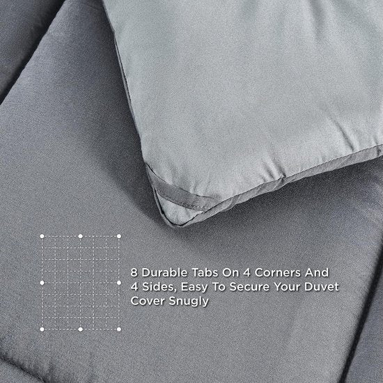 Dekbed, 155 x 220 cm, omkeerbaar dekbed voor het hele jaar, Oeko-test gecertificeerd, 300 g/m², 4 seizoenen, dekbed, 155 x 220 cm, grijs, zachte microvezel, slaapdeken voor mensen met een allergie