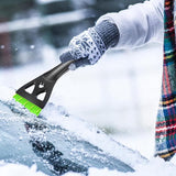 IJskrabber met bezem, 80 cm, 3-in-1 auto reinigingsborstel, sneeuwborstel met 360 graden borstelkop, sneeuwborstel met schuimrubberen handgreep voor auto's, vrachtwagens, SUV's