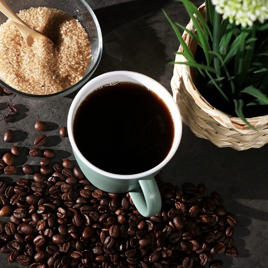 6 x koffiekopjes met handvat, herbruikbare drinkbekers van kunststof, plastic bekers in bonte kleuren, onbreekbare theepot