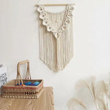 Macramé wandkleed kunst geweven tapijt boho deco chic - huis decor appartement slaapzaal kamerdecoratie - balkon decoratie, wanddecoratie boho - 70 cm (L) x 40 cm (B) - Set S