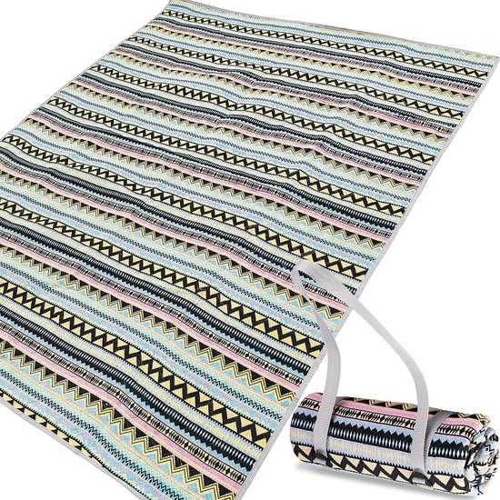 waterdicht, picknickdeken, katoen, waterdicht, stranddeken, 199 x 140 cm, katoenen campingdeken op het strand, camping, park, irriteren, grijs