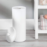 grote toiletpapierhouder met deksel - toiletpapieropslag van kunststof (diameter: 16 cm) staand - toiletpapierbox ook voor grote rollen - wit