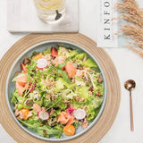 Set van 4 ronde gevlochten wasbare placemats 45 cm linnen geel