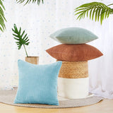 Deconovo Corduroy Kussenhoes met Ritssluiting, 45x45 cm, Hemelsblauw, 2 stuks, Vierkante Kussensloop voor Bank, Slaapkamer