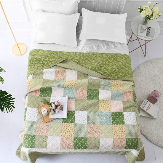 Sprei 150 x 200 cm katoen bedsprei dun zomer dekbed dekbed (groen, 150 x 200 cm)