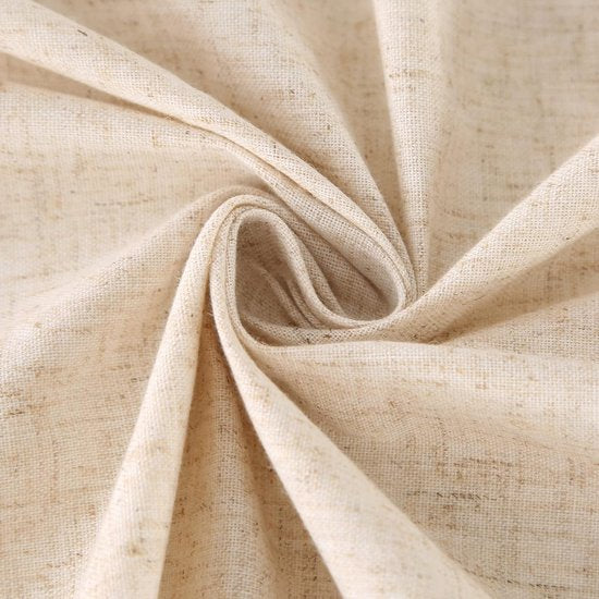 Beige tafelkleed, linnen, rechthoekig, afwasbaar, keukentafelkleed voor verjaardag, feest, bruiloft, met kwastjes, tafellinnen, voor salontafel, tuintafel, 100 x 140 cm