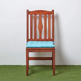 Set van 4 stoelkussens 40 x 40 cm, blauw / lichtblauw, zitkussen met banden en knoopsluiting, effen kussens voor stoelen met overtrek van 100% katoen en zachte polyester vulling