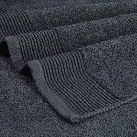 Ultra-zachte set van 6 katoenen handdoeken, bevat 2 extra grote badhanddoeken van 70 x 140 cm, 2 handdoeken van 40 x 60 cm en 2 wasbedden van 30 x 30 cm, houtskoolgrijs