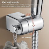 Douchekophouder zilver, 217g volledig metalen zinklegering, heavy duty douchehouder, verbeterde douchekophouder voor douchekoppen - 360° draaibaar, handdouchehouder, met bevestigingsaccessoires